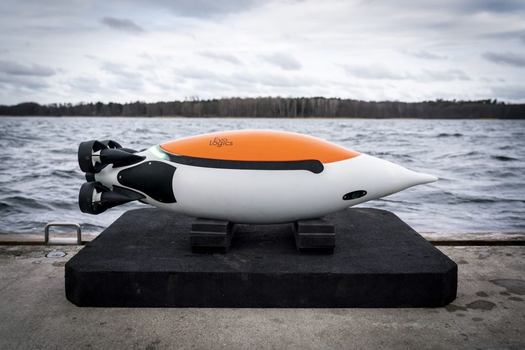 Drone sous-marin AUV Quadroin d’EvoLogics avec un design bionique pour des performances hydrodynamiques optimisées.